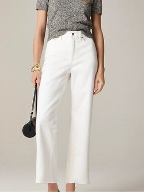 J. Crew White Raw-Hem Wide-Leg Jeans